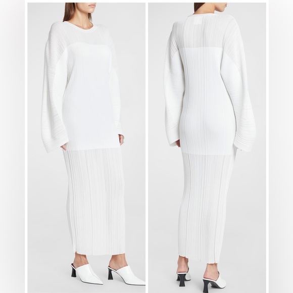 Stella McCartney Lightweight Plisse Knit Maxi White Dress - Picture 2 of 16